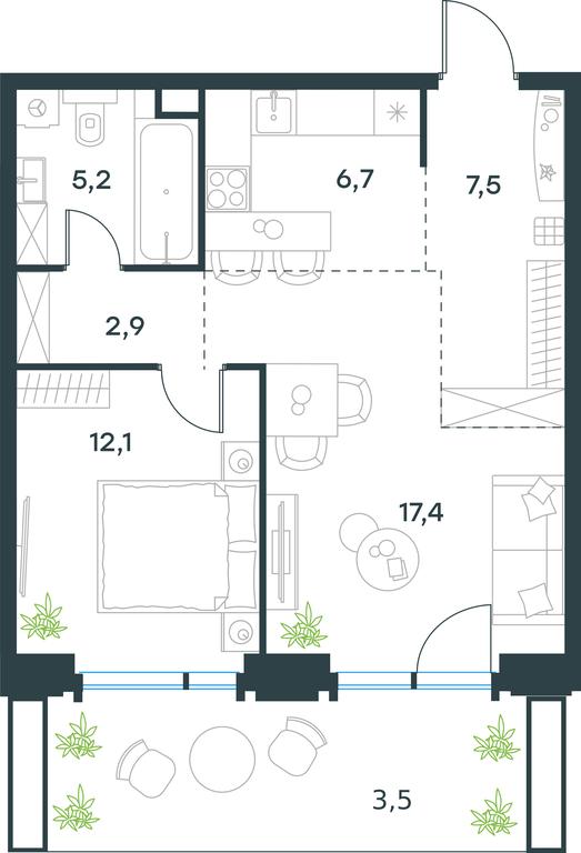 1-BD Apartment Sale, 55.3 sq. m. at Level Akademicheskaya, Profsoyuznaya Street, 2/22, Moscow, Russia #1 1-BD Apartment Sale, 55.3 sq. m. at Level Akademicheskaya, Profsoyuznaya Street, 2/22, Moscow, Russia #1