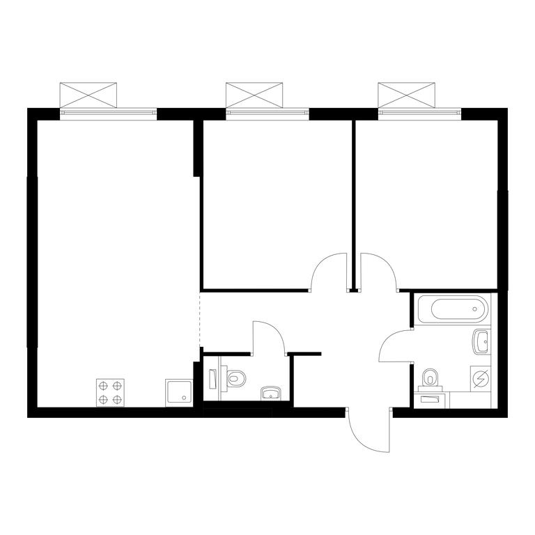 2-BD Apartment Sale, 57.3平方米 at Kuzminskiy Les, mikrorayon Belaya Dacha, 25, Kotelniki, Moscow Region, Russia #1