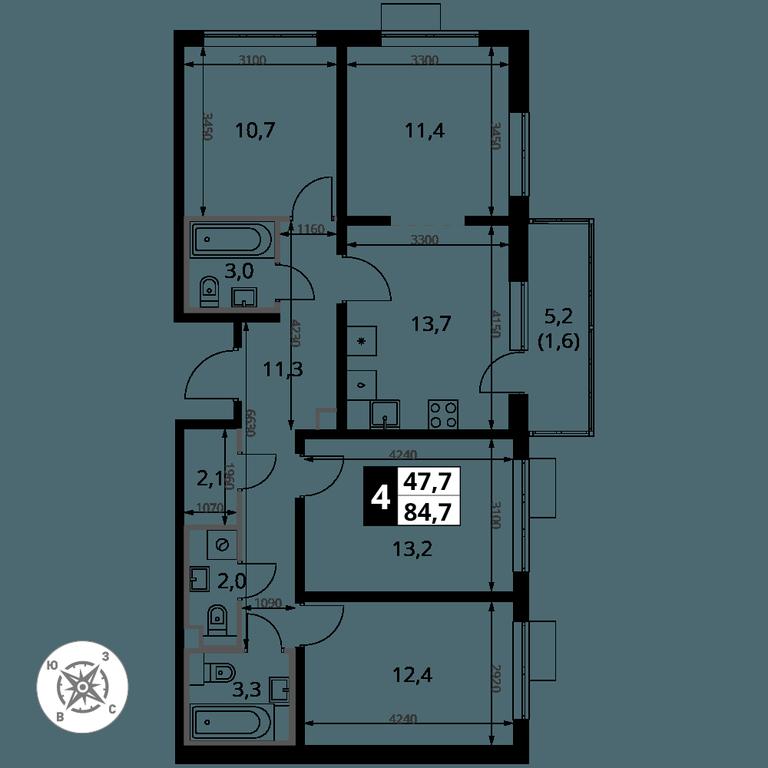 4-BD Apartment Sale, 84.7平方米 at Yzhnaya Bitsa, Yuzhnaya Bitsa Residential Complex, posyolok Bittsa, Leninskiy City District, Moscow Region, Russia #2 4-BD Apartment Sale, 84.7平方米 at Yzhnaya Bitsa, Yuzhnaya Bitsa Residential Complex, posyolok Bittsa, Leninskiy City District, Moscow Region, Russia #2