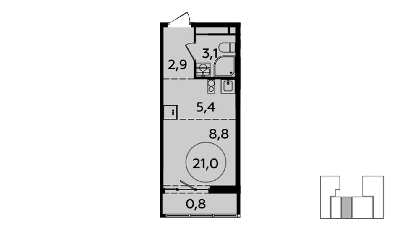 Apartment Sale, 20.9 sq. m. at Ispanskie Kvartaly, Ispanskiye Kvartaly Residential Complex, Sosenskoye Settlement, Moscow, Russia #1