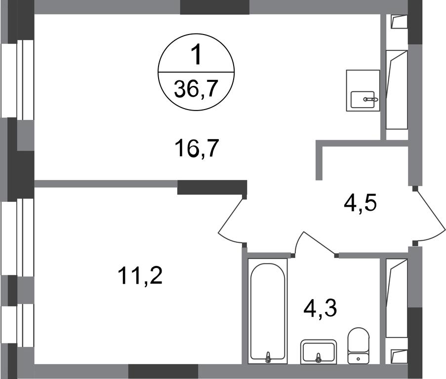 Apartment Sale, 36.7 sq. m. at Pervyi Moskovskiy, ulitsa Bianki, 1, Moskovskiy, Moscow, Russia #1