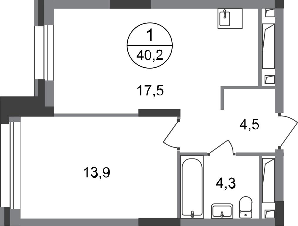 Apartment Sale, 40.2 sq. m. at Pervyi Moskovskiy, ulitsa Bianki, 1, Moskovskiy, Moscow, Russia #1