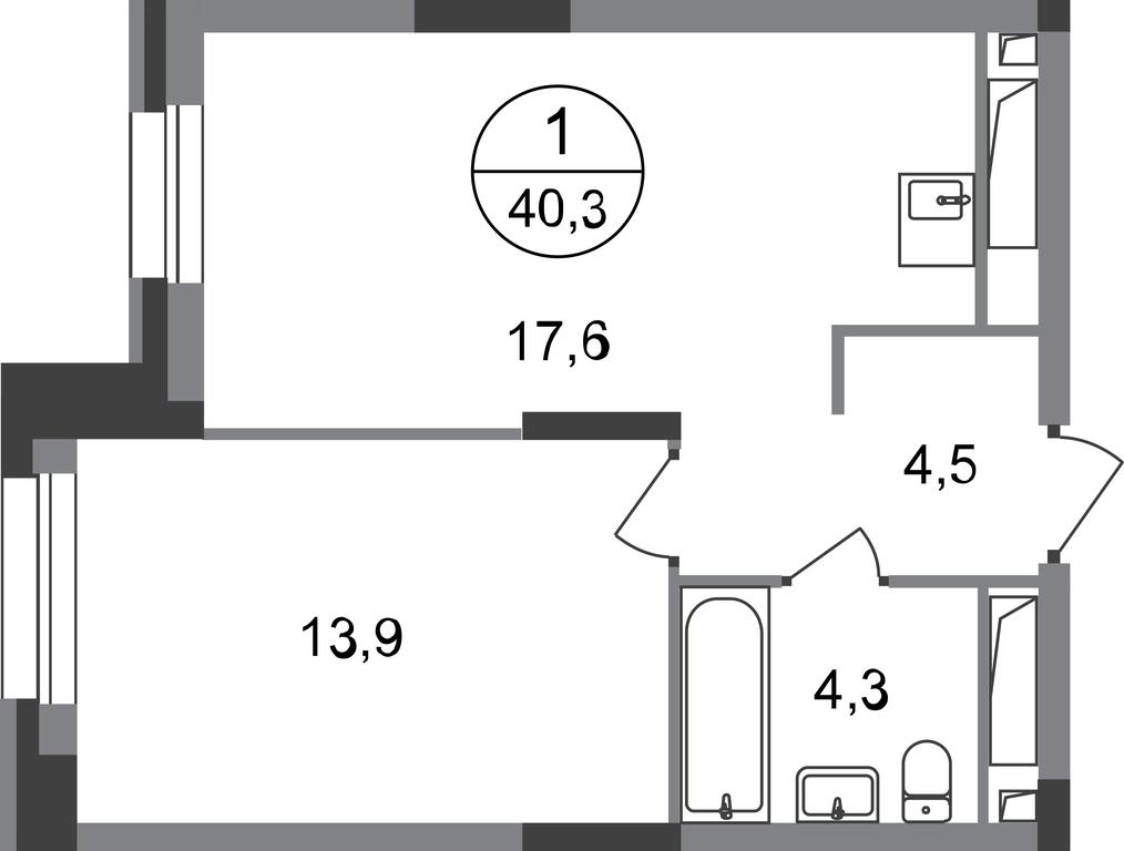 Apartment Sale, 40.3 sq. m. at Pervyi Moskovskiy, ulitsa Bianki, 1, Moskovskiy, Moscow, Russia #1