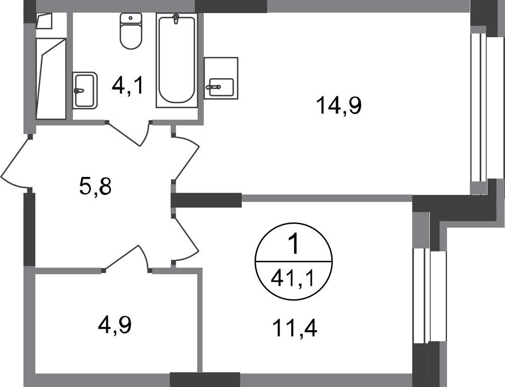 Apartment Sale, 41.1 sq. m. at Pervyi Moskovskiy, ulitsa Bianki, 1, Moskovskiy, Moscow, Russia #1