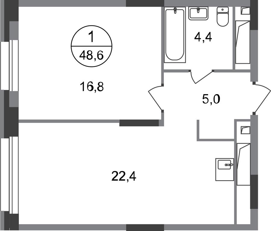 Apartment Sale, 48.6 sq. m. at Pervyi Moskovskiy, ulitsa Bianki, 1, Moskovskiy, Moscow, Russia #1