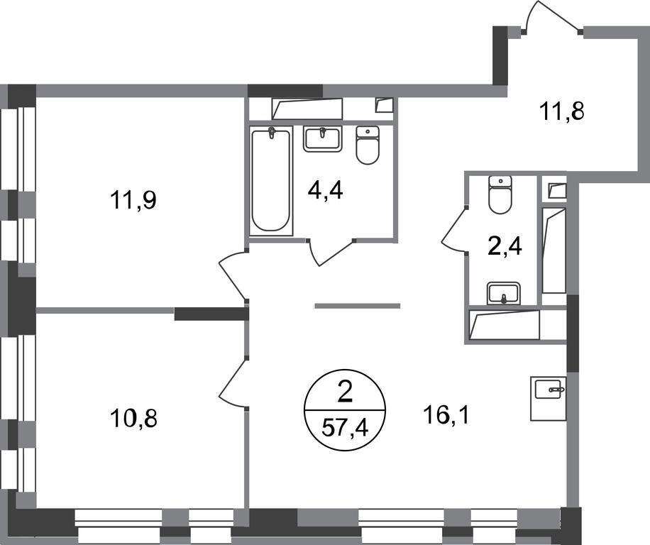 2-BD Apartment Sale, 57.4平方米 at Pervyi Moskovskiy, ulitsa Bianki, 1, Moskovskiy, Moscow, Russia #1 2-BD Apartment Sale, 57.4平方米 at Pervyi Moskovskiy, ulitsa Bianki, 1, Moskovskiy, Moscow, Russia #1