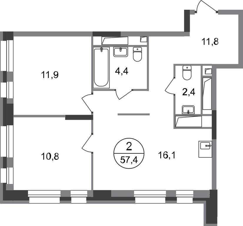 2-BD Apartment Sale, 57.4平方米 at Pervyi Moskovskiy, ulitsa Bianki, 1, Moskovskiy, Moscow, Russia #1 2-BD Apartment Sale, 57.4平方米 at Pervyi Moskovskiy, ulitsa Bianki, 1, Moskovskiy, Moscow, Russia #1