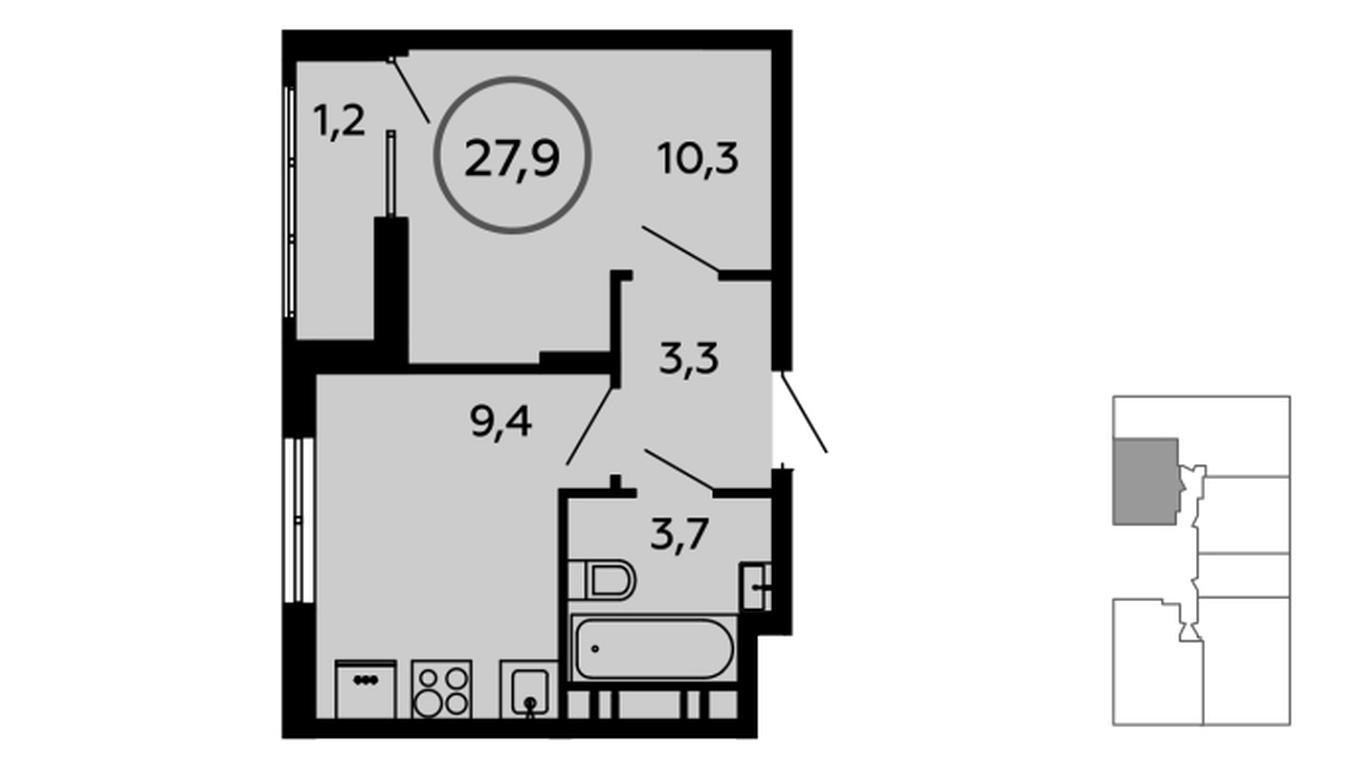 Apartment Sale, 28.5 sq. m. at Skandinaviya, Skandinaviya Residential Complex, Sosenskoye Settlement, Moscow, Russia #1