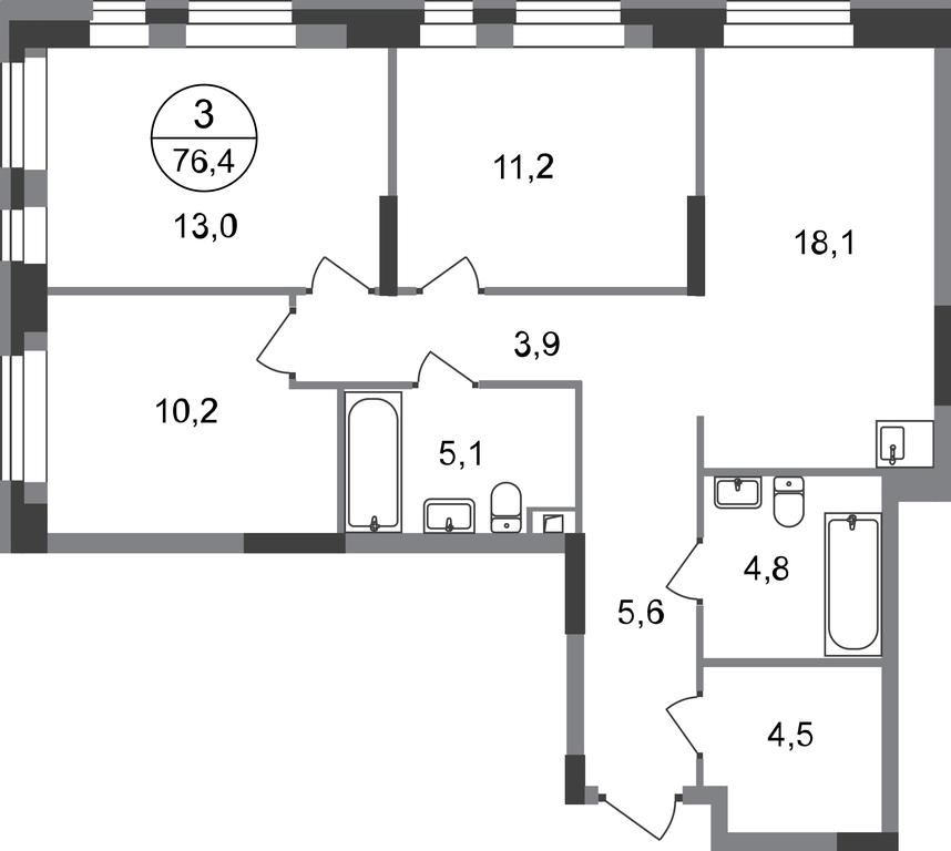 3-BD Apartment Sale, 76.4 sq. m. at Pervyi Moskovskiy, ulitsa Bianki, 1, Moskovskiy, Moscow, Russia #1 3-BD Apartment Sale, 76.4 sq. m. at Pervyi Moskovskiy, ulitsa Bianki, 1, Moskovskiy, Moscow, Russia #1