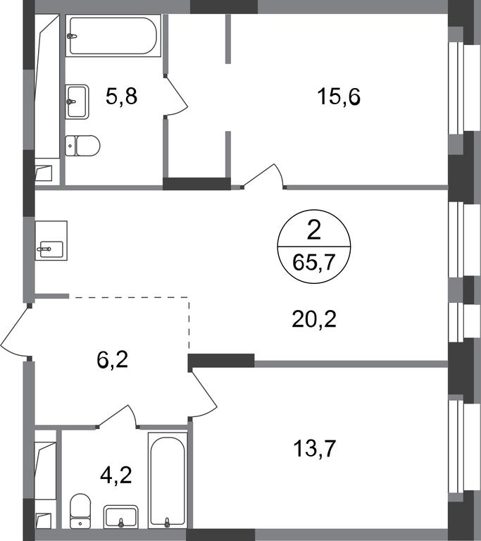2-BD Apartment Sale, 65.7 sq. m. at Pervyi Moskovskiy, ulitsa Bianki, 1, Moskovskiy, Moscow, Russia #1