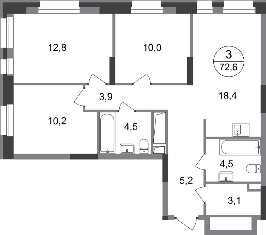 3-BD Apartment Sale, 72.6 sq. m. at Pervyi Moskovskiy, ulitsa Bianki, 1, Moskovskiy, Moscow, Russia #1 3-BD Apartment Sale, 72.6 sq. m. at Pervyi Moskovskiy, ulitsa Bianki, 1, Moskovskiy, Moscow, Russia #1