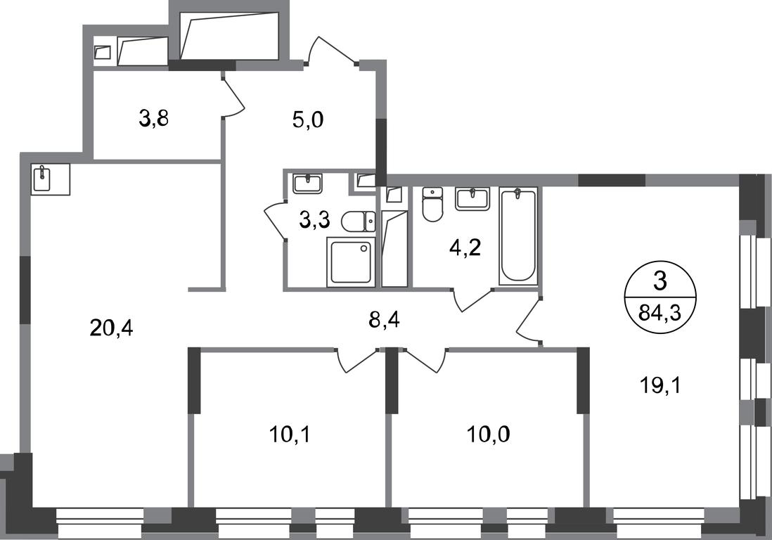 3-BD Apartment Sale, 84.3平方米 at Pervyi Moskovskiy, ulitsa Bianki, 1, Moskovskiy, Moscow, Russia #1 3-BD Apartment Sale, 84.3平方米 at Pervyi Moskovskiy, ulitsa Bianki, 1, Moskovskiy, Moscow, Russia #1