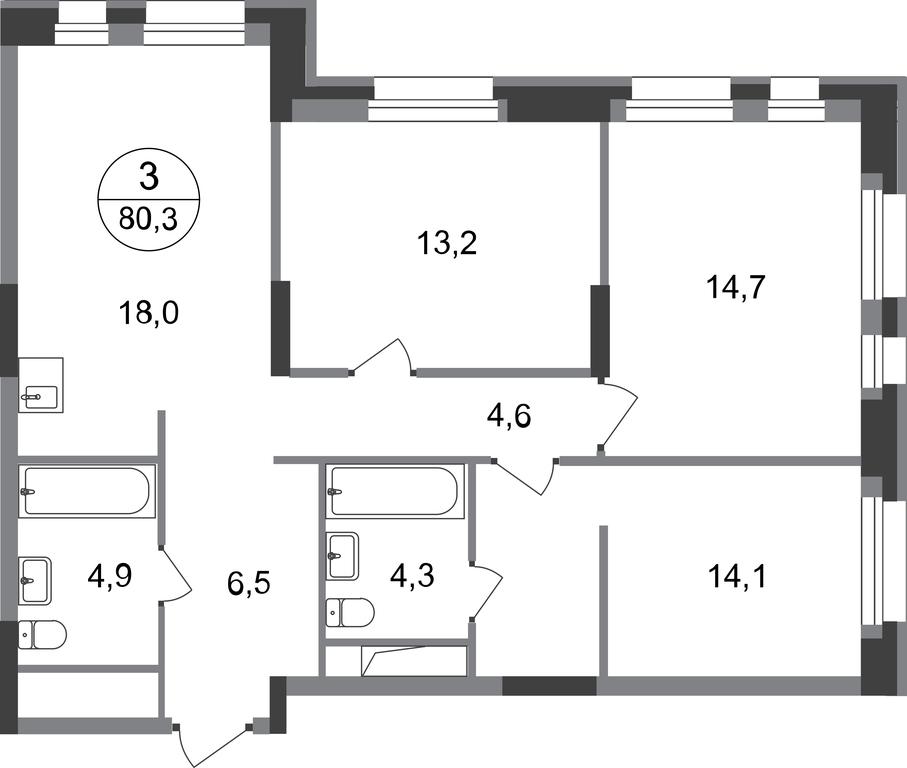 3-BD Apartment Sale, 80.3 sq. m. at Pervyi Moskovskiy, ulitsa Bianki, 1, Moskovskiy, Moscow, Russia #1 3-BD Apartment Sale, 80.3 sq. m. at Pervyi Moskovskiy, ulitsa Bianki, 1, Moskovskiy, Moscow, Russia #1
