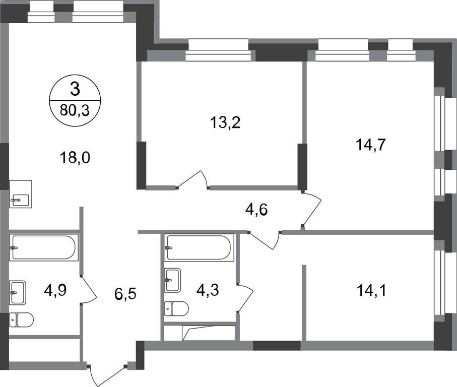 3-BD Apartment Sale, 80.3 sq. m. at Pervyi Moskovskiy, ulitsa Bianki, 1, Moskovskiy, Moscow, Russia #1 3-BD Apartment Sale, 80.3 sq. m. at Pervyi Moskovskiy, ulitsa Bianki, 1, Moskovskiy, Moscow, Russia #1