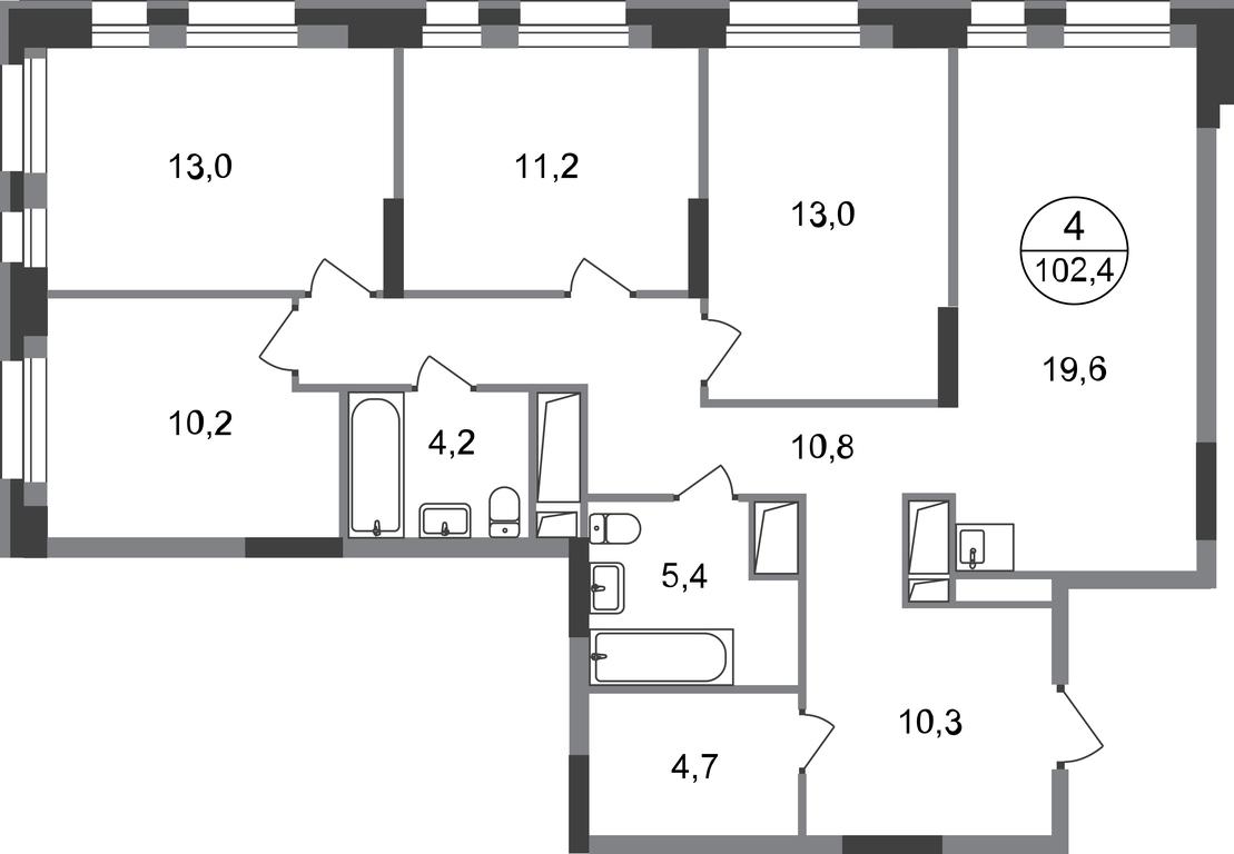 4-BD Apartment Sale, 102.4 sq. m. at Pervyi Moskovskiy, ulitsa Bianki, 1, Moskovskiy, Moscow, Russia #1 4-BD Apartment Sale, 102.4 sq. m. at Pervyi Moskovskiy, ulitsa Bianki, 1, Moskovskiy, Moscow, Russia #1
