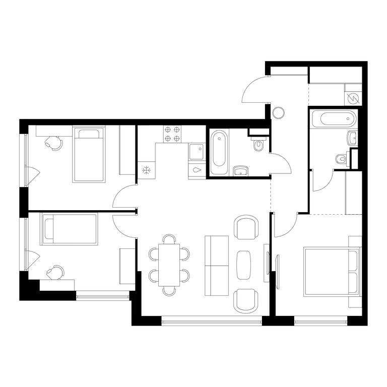 3-BD Apartment Sale, 80.1 sq. m. at Kutuzovskiy Kvartal, Ivana Franko Street, 20к1, Moscow, Russia #2 3-BD Apartment Sale, 80.1 sq. m. at Kutuzovskiy Kvartal, Ivana Franko Street, 20к1, Moscow, Russia #2