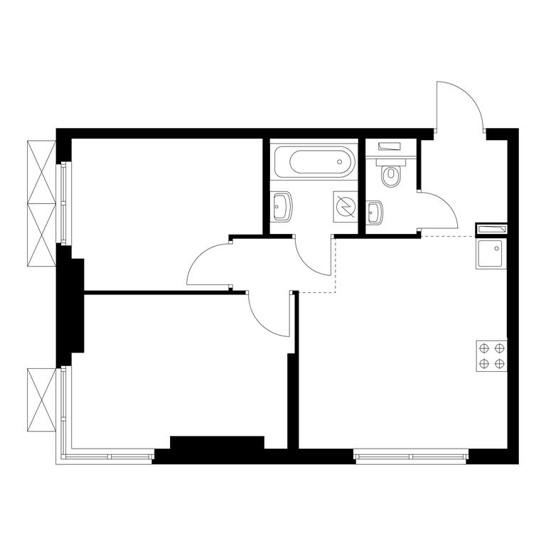 2-BD Apartment Sale, 45.6 sq. m. at Rustaveli 14, Rustaveli Street, 14с20, Moscow, Russia #1