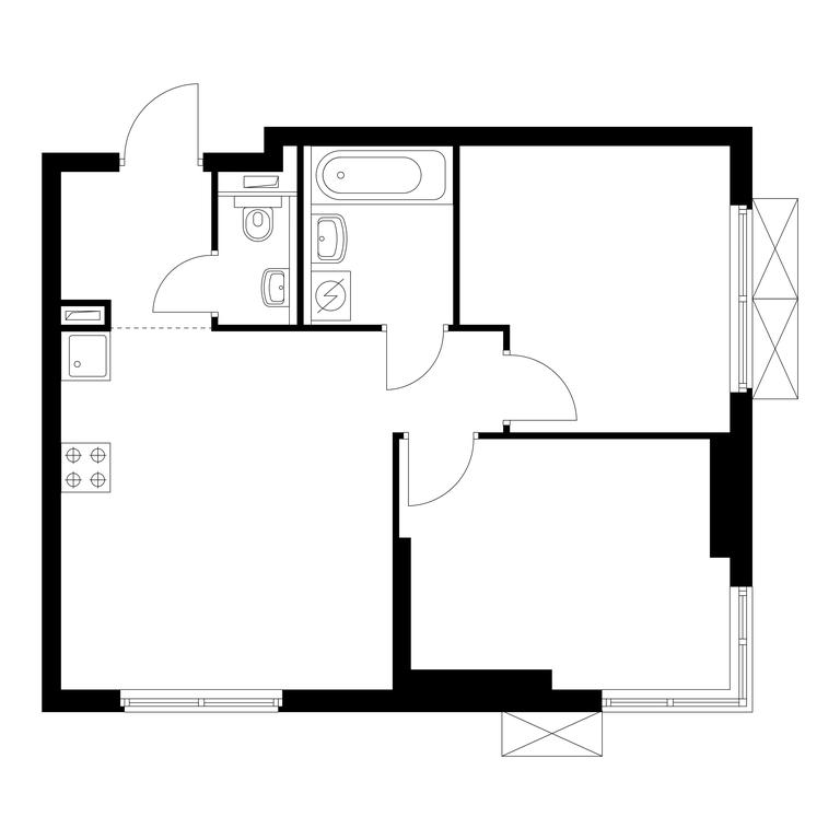 2-BD Apartment Sale, 48.8 sq. m. at Holland Park, Volokolamskoye Highway, 71/13к1, Moscow, Russia #1