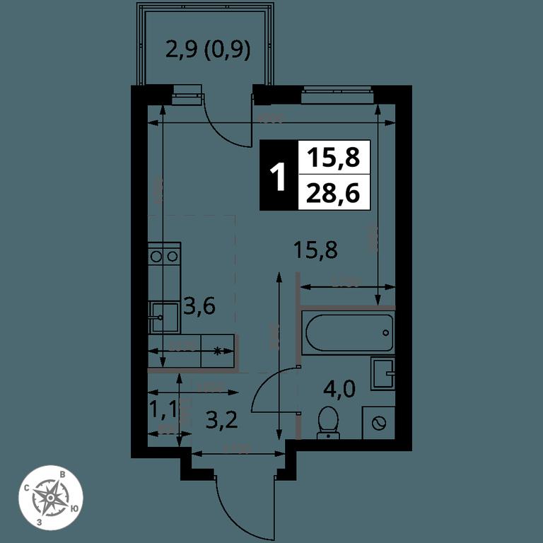 Apartment Sale, 28.6平方米 at 1 Izmajlovskij, Montazhnaya Street, 8с13, Moscow, Russia #2