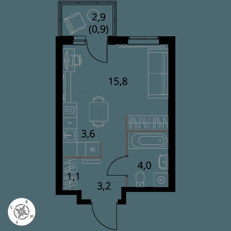 Apartment Sale, 28.6平方米 at 1 Izmajlovskij, Montazhnaya Street, 8с13, Moscow, Russia #1
