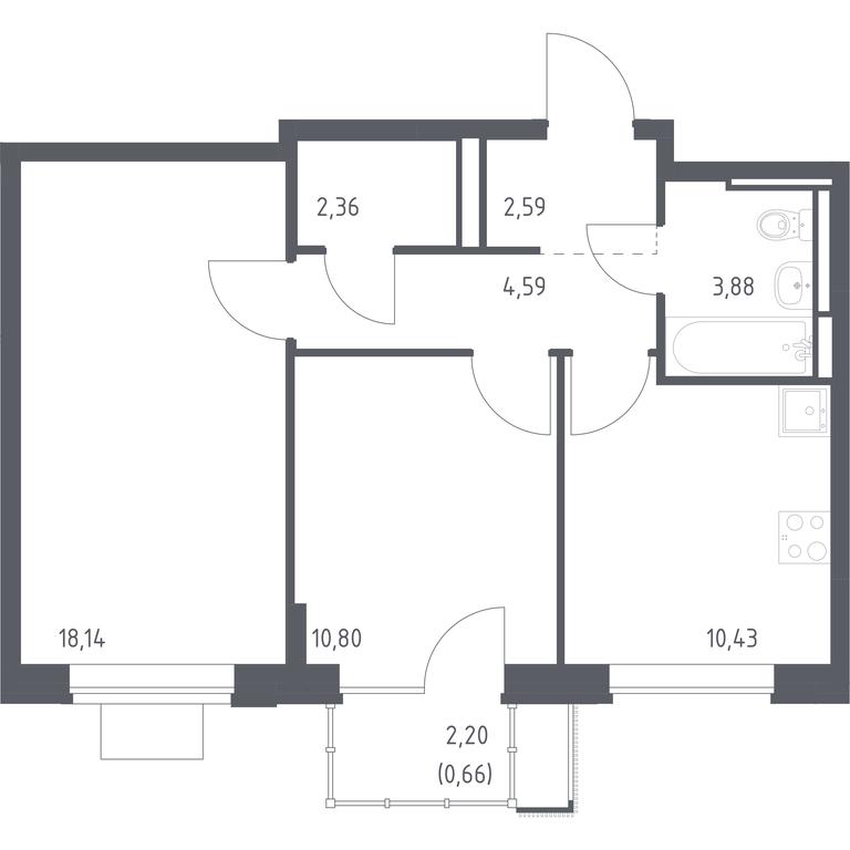 1-BD Apartment Sale, 53.45平方米 at Pribrezhnyi Park, Pribrezhniy Park Residential Complex, Village of Yam, Domodedovo City District, Moscow Region, Russia #1 1-BD Apartment Sale, 53.45平方米 at Pribrezhnyi Park, Pribrezhniy Park Residential Complex, Village of Yam, Domodedovo City District, Moscow Region, Russia #1