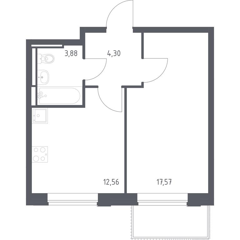Apartment Sale, 38.31 sq. m. at Pribrezhnyi Park, Pribrezhniy Park Residential Complex, Village of Yam, Domodedovo City District, Moscow Region, Russia #1