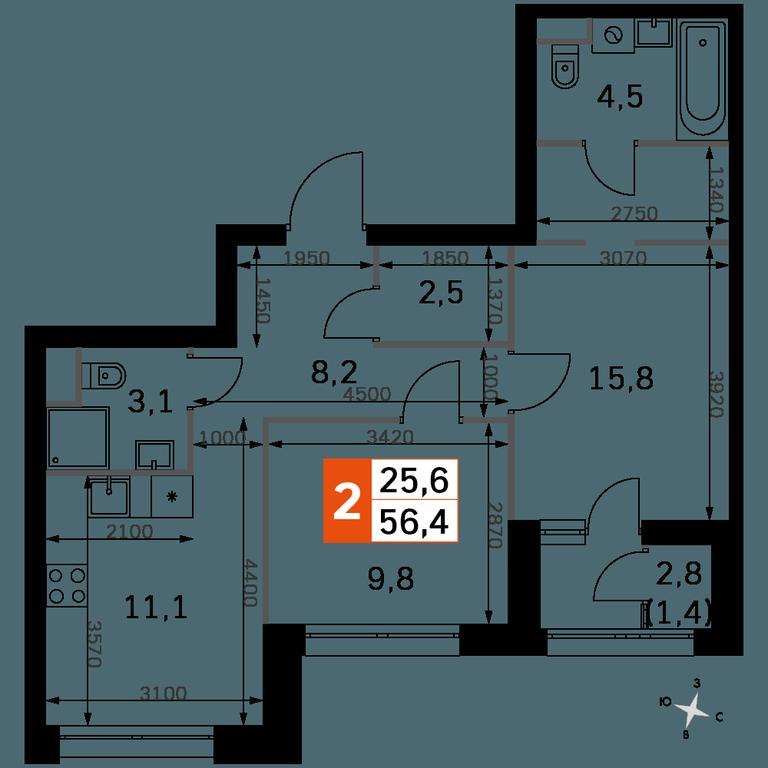 2-BD Apartment Sale, 56.5 sq. m. at Sky Garden, Stroitelny Drive, 9с6, Moscow, Russia #1 2-BD Apartment Sale, 56.5 sq. m. at Sky Garden, Stroitelny Drive, 9с6, Moscow, Russia #1