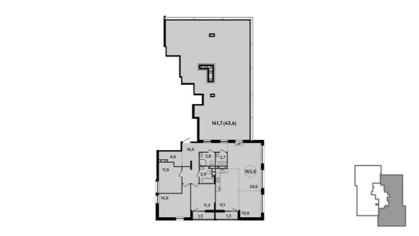 3-BD Apartment Sale, 165.6 sq. m. at Yzhnye Sady, Yuzhnye Sady Residential Complex, Moscow, Russia #2 3-BD Apartment Sale, 165.6 sq. m. at Yzhnye Sady, Yuzhnye Sady Residential Complex, Moscow, Russia #2