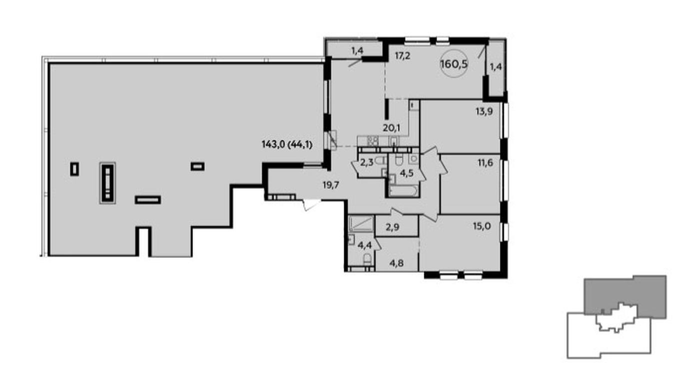 3-BD Apartment Sale, 159.7平方米 at Yzhnye Sady, Yuzhnye Sady Residential Complex, Moscow, Russia #2 3-BD Apartment Sale, 159.7平方米 at Yzhnye Sady, Yuzhnye Sady Residential Complex, Moscow, Russia #2