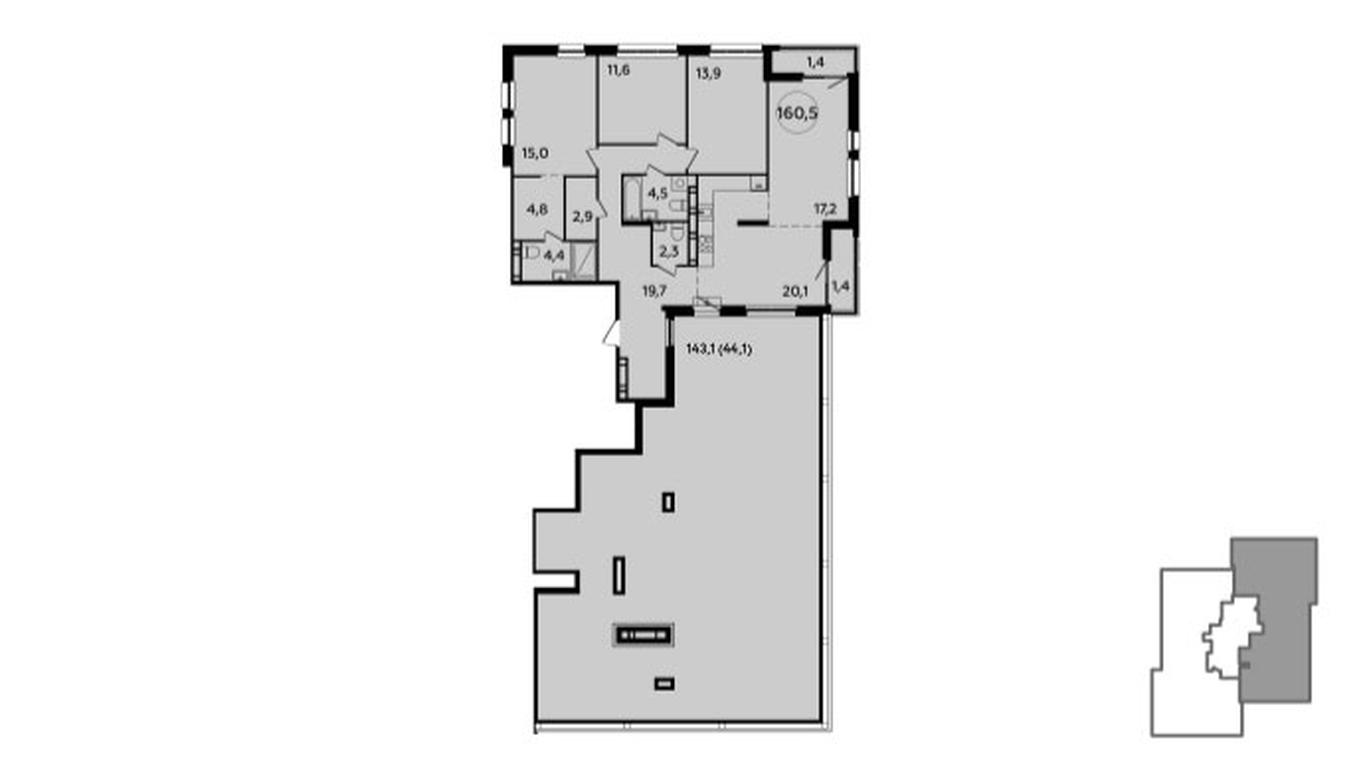 3-BD Apartment Sale, 160.9 sq. m. at Yzhnye Sady, Yuzhnye Sady Residential Complex, Moscow, Russia #2 3-BD Apartment Sale, 160.9 sq. m. at Yzhnye Sady, Yuzhnye Sady Residential Complex, Moscow, Russia #2