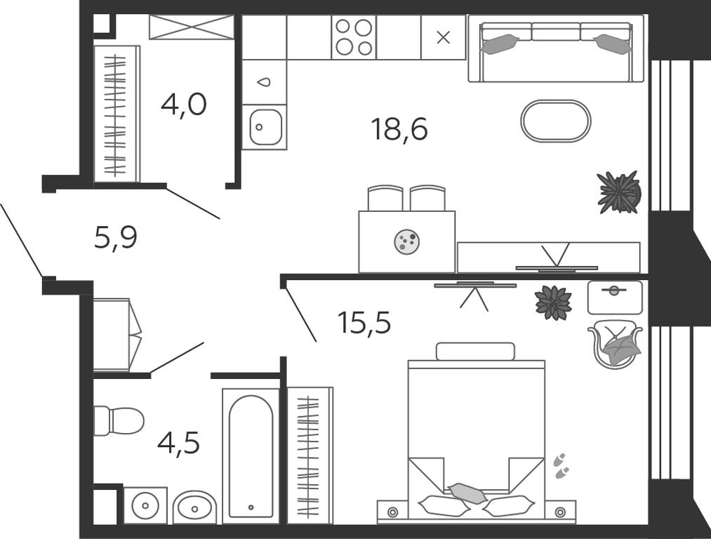 1-BD Apartment Sale, 48.5 sq. m. at Shagal, Автозаводская улица, 23, Москва, Россия #1 1-BD Apartment Sale, 48.5 sq. m. at Shagal, Автозаводская улица, 23, Москва, Россия #1