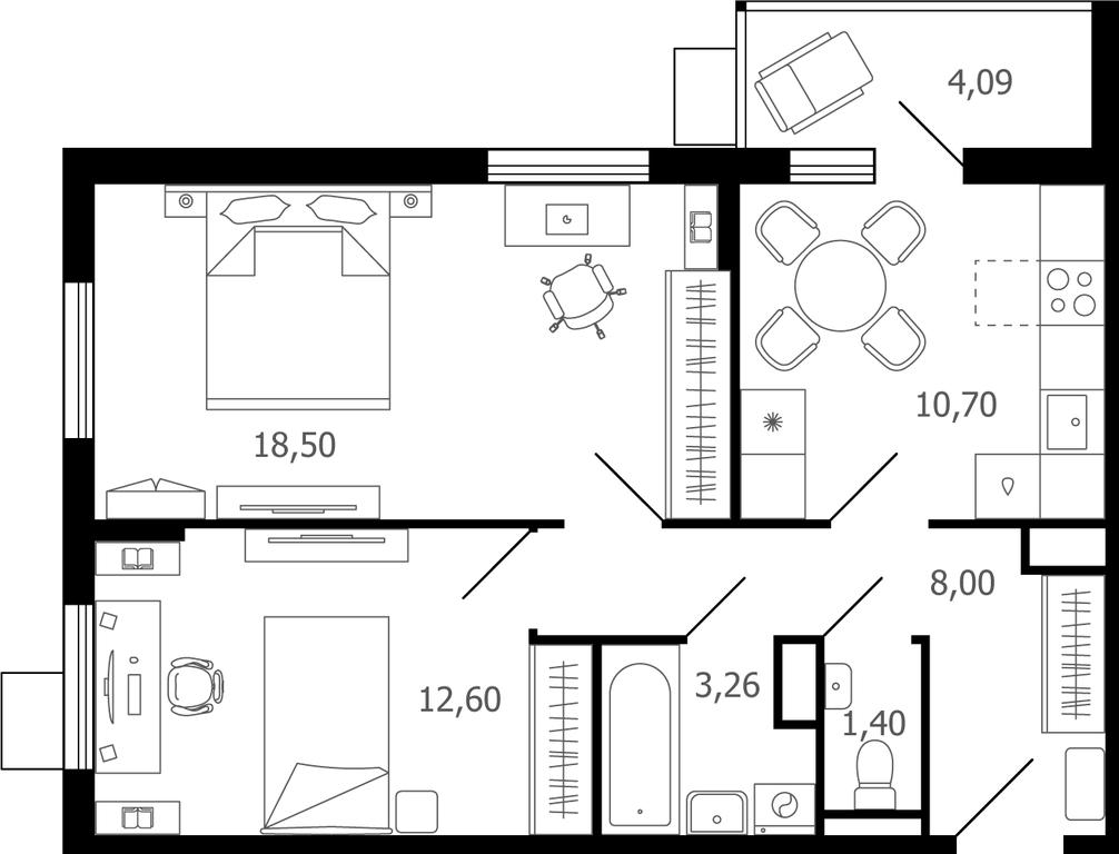 2-BD Apartment Sale, 56.8 sq. m. at Desyatka, Molodyozhnaya Street, 8, Ramenskoye, Moscow Region, Russia #1 2-BD Apartment Sale, 56.8 sq. m. at Desyatka, Molodyozhnaya Street, 8, Ramenskoye, Moscow Region, Russia #1