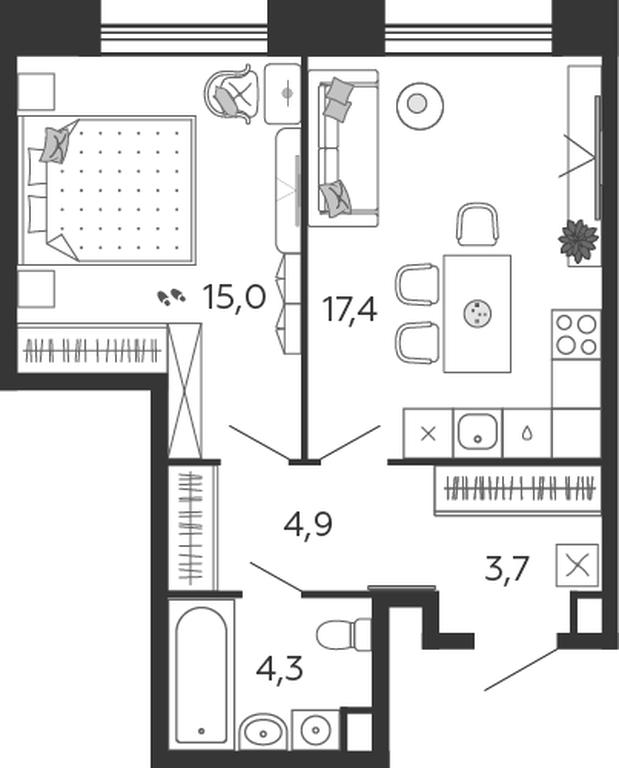 1-BD Apartment Sale, 52.7 sq. m. at Shagal, Автозаводская улица, 23, Москва, Россия #1 1-BD Apartment Sale, 52.7 sq. m. at Shagal, Автозаводская улица, 23, Москва, Россия #1