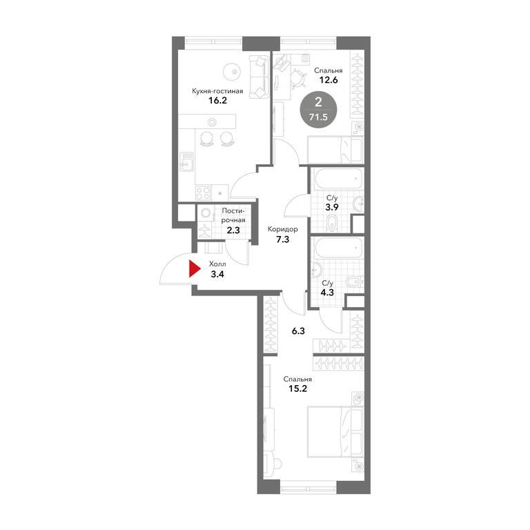 2-BD Apartment Sale, 71.6平方米 at Voxhall, Letnikovskaya Street, 4с2, Moscow, Russia #1 2-BD Apartment Sale, 71.6平方米 at Voxhall, Letnikovskaya Street, 4с2, Moscow, Russia #1