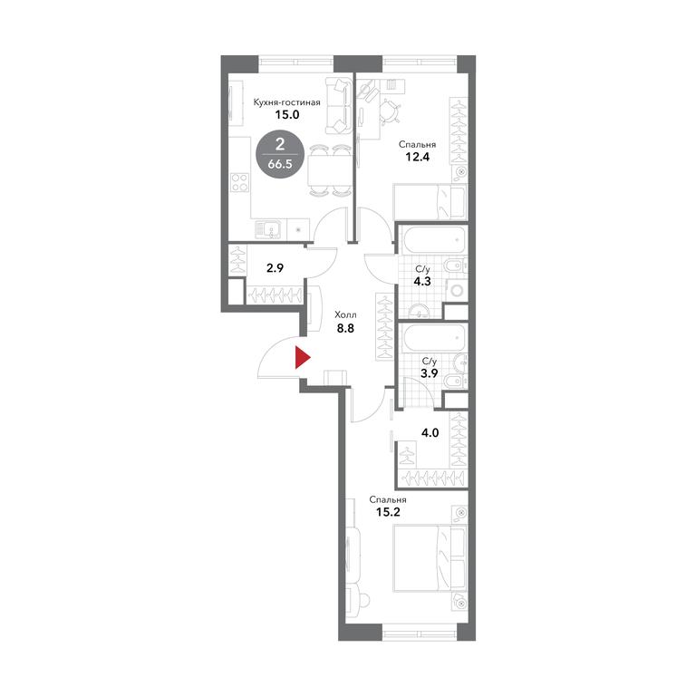 2-BD Apartment Sale, 66.5 sq. m. at Voxhall, Letnikovskaya Street, 4с2, Moscow, Russia #1