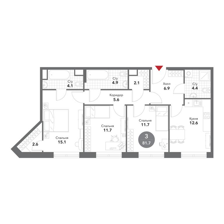 3-BD Apartment Sale, 81.9平方米 at Voxhall, Letnikovskaya Street, 4с2, Moscow, Russia #1 3-BD Apartment Sale, 81.9平方米 at Voxhall, Letnikovskaya Street, 4с2, Moscow, Russia #1