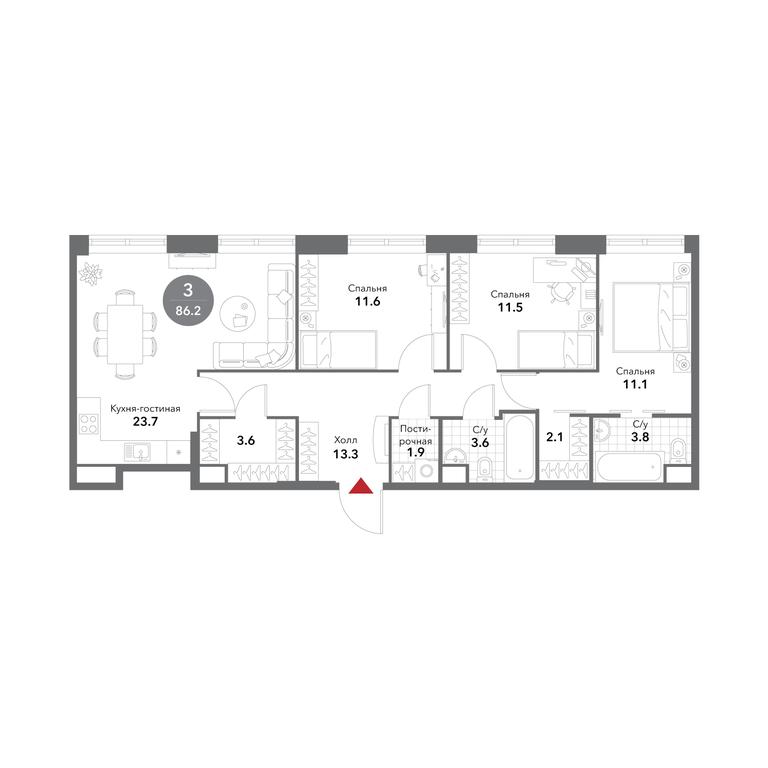 4-BD Apartment Sale, 86.3 sq. m. at Voxhall, Letnikovskaya Street, 4с2, Moscow, Russia #1 4-BD Apartment Sale, 86.3 sq. m. at Voxhall, Letnikovskaya Street, 4с2, Moscow, Russia #1