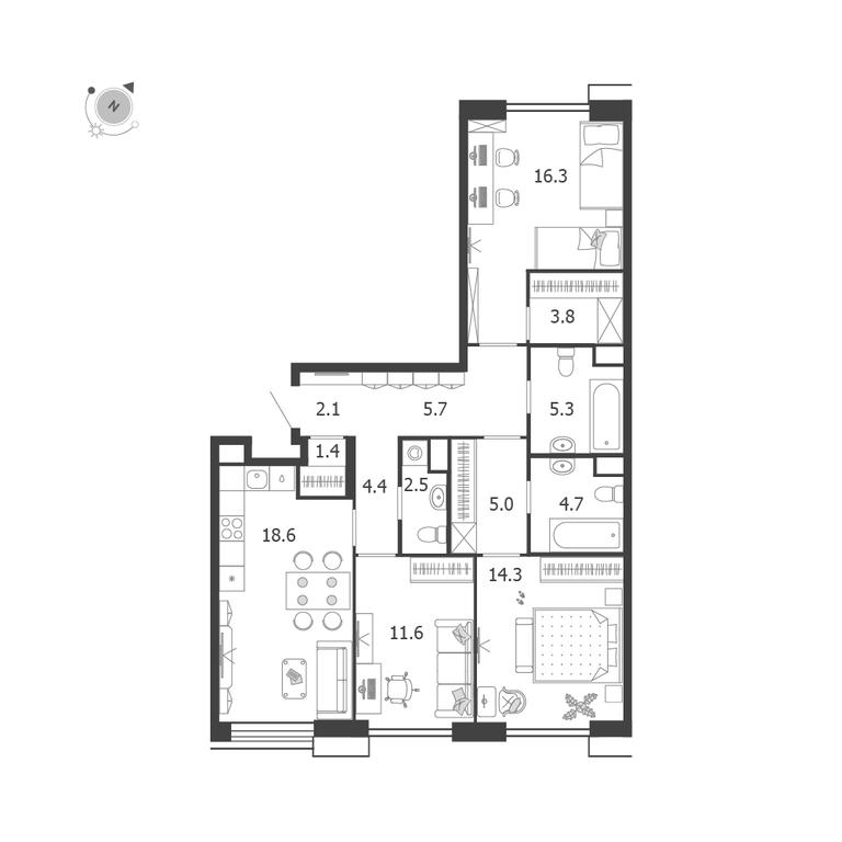 3-BD Apartment Sale, 95.7平方米 at Voxhall, Letnikovskaya Street, 4с2, Moscow, Russia #2 3-BD Apartment Sale, 95.7平方米 at Voxhall, Letnikovskaya Street, 4с2, Moscow, Russia #2