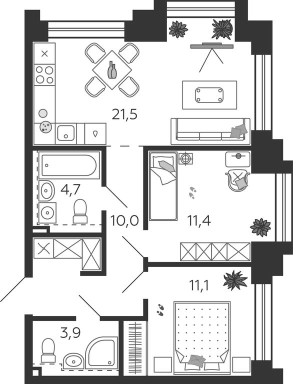 2-BD Apartment Sale, 62.6 sq. m. at Shagal, Автозаводская улица, 23, Москва, Россия #1 2-BD Apartment Sale, 62.6 sq. m. at Shagal, Автозаводская улица, 23, Москва, Россия #1