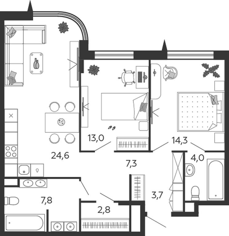 2-BD Apartment Sale, 77.5 sq. m. at Shagal, Автозаводская улица, 23, Москва, Россия #1 2-BD Apartment Sale, 77.5 sq. m. at Shagal, Автозаводская улица, 23, Москва, Россия #1