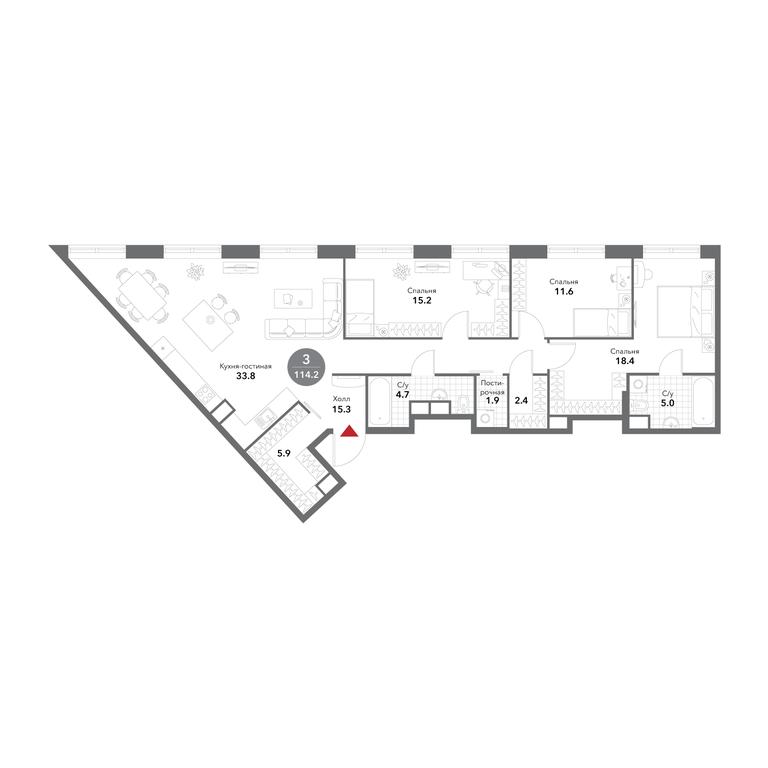 4-BD Apartment Sale, 114.6 sq. m. at Voxhall, Letnikovskaya Street, 4с2, Moscow, Russia #1 4-BD Apartment Sale, 114.6 sq. m. at Voxhall, Letnikovskaya Street, 4с2, Moscow, Russia #1