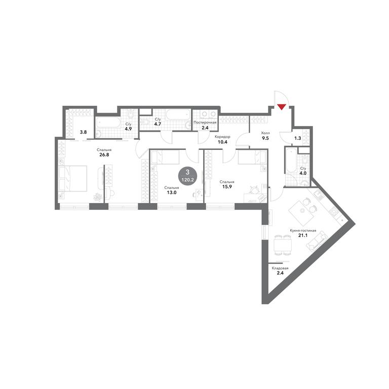 3-BD Apartment Sale, 120.6平方米 at Voxhall, Letnikovskaya Street, 4с2, Moscow, Russia #1 3-BD Apartment Sale, 120.6平方米 at Voxhall, Letnikovskaya Street, 4с2, Moscow, Russia #1