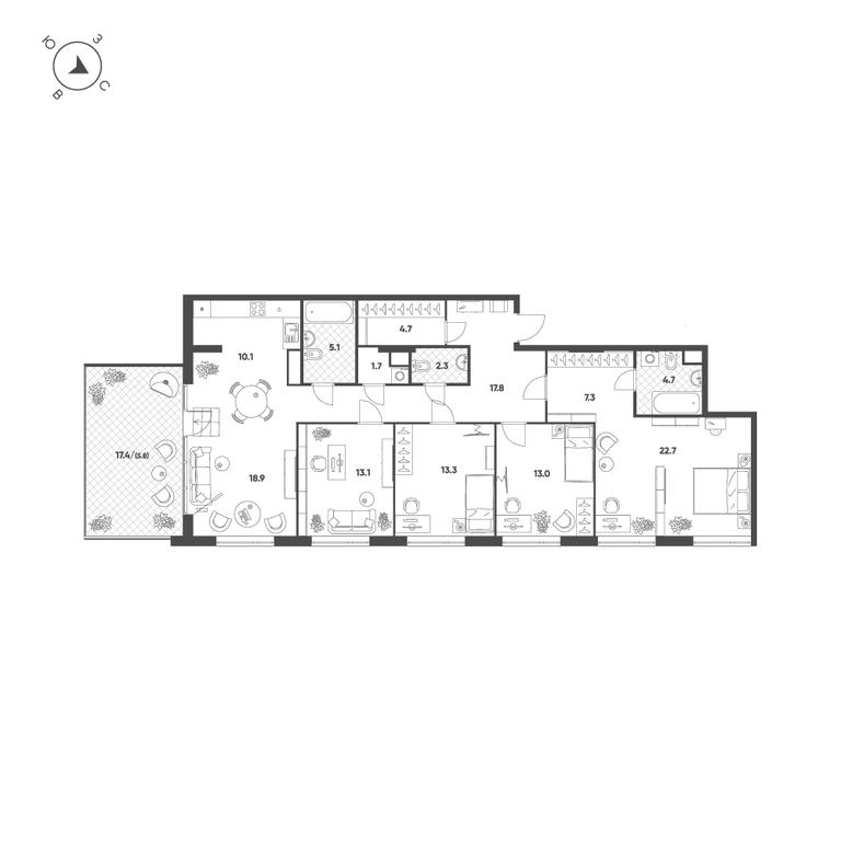 5-BD Apartment Sale, 140.5平方米 at Voxhall, Letnikovskaya Street, 4с2, Moscow, Russia #2 5-BD Apartment Sale, 140.5平方米 at Voxhall, Letnikovskaya Street, 4с2, Moscow, Russia #2