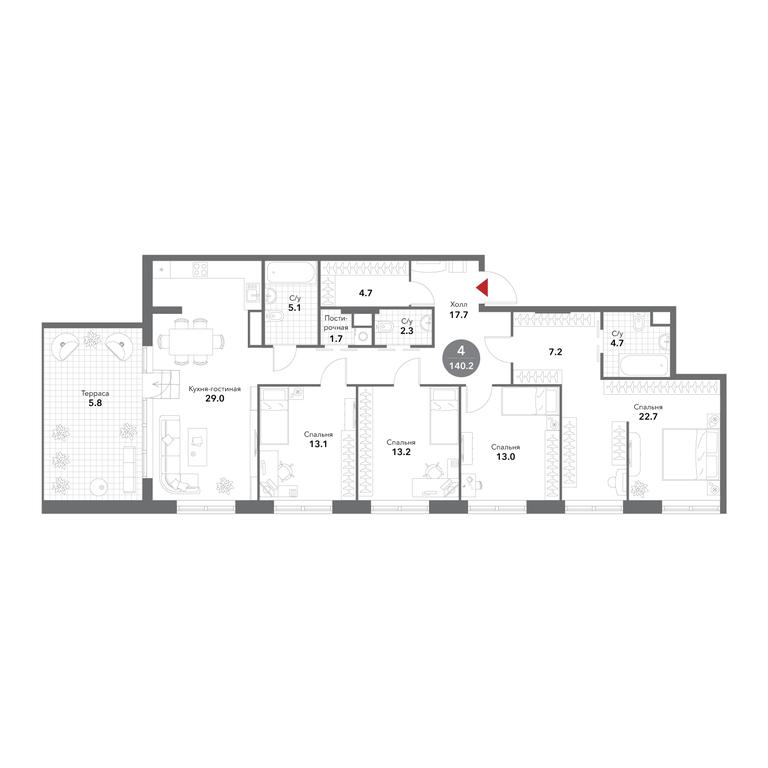 5-BD Apartment Sale, 140.5平方米 at Voxhall, Letnikovskaya Street, 4с2, Moscow, Russia #1 5-BD Apartment Sale, 140.5平方米 at Voxhall, Letnikovskaya Street, 4с2, Moscow, Russia #1