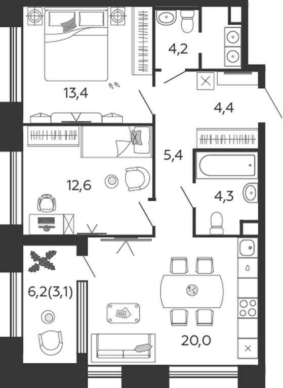 2-BD Apartment Sale, 67.1平方米 at Shagal, Автозаводская улица, 23, Москва, Россия #1 2-BD Apartment Sale, 67.1平方米 at Shagal, Автозаводская улица, 23, Москва, Россия #1