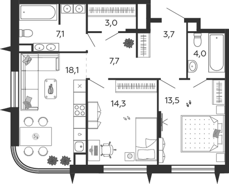 Продажа 2-комн. квартиры, 71,4 м² в ЖК «Шагал (Shagal)», Автозаводская улица, 23, Москва, Россия #1 Продажа 2-комн. квартиры, 71,4 м² в ЖК «Шагал (Shagal)», Автозаводская улица, 23, Москва, Россия #1