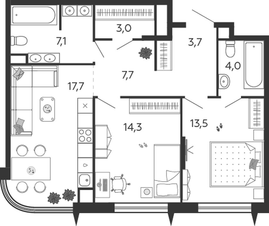 Продажа 2-комн. квартиры, 71 м² в ЖК «Шагал (Shagal)», Автозаводская улица, 23, Москва, Россия #1