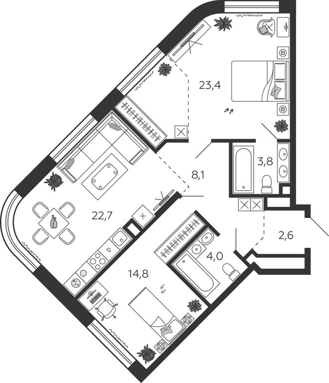 2-BD Apartment Sale, 79.4 sq. m. at Shagal, Автозаводская улица, 23, Москва, Россия #1 2-BD Apartment Sale, 79.4 sq. m. at Shagal, Автозаводская улица, 23, Москва, Россия #1