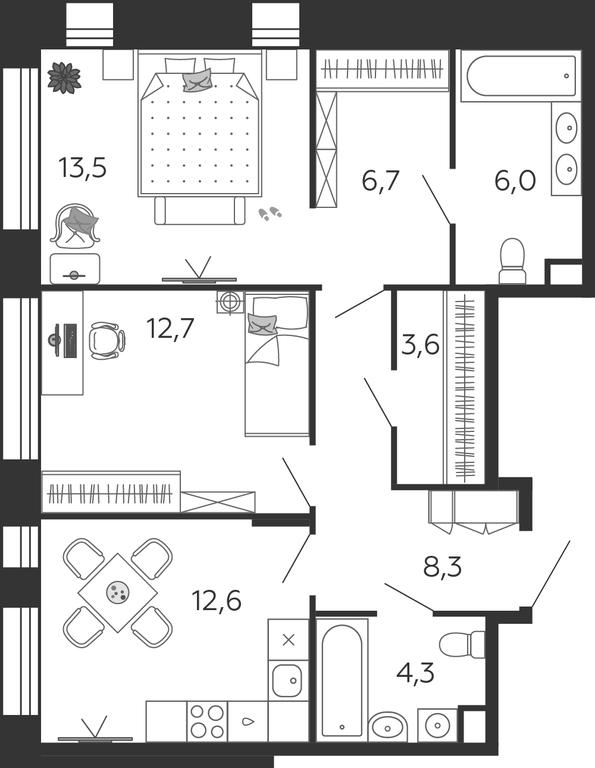 2-BD Apartment Sale, 67 sq. m. at Shagal, Автозаводская улица, 23, Москва, Россия #1 2-BD Apartment Sale, 67 sq. m. at Shagal, Автозаводская улица, 23, Москва, Россия #1