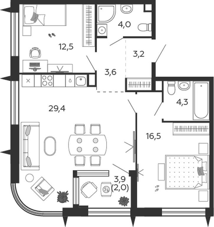 2-BD Apartment Sale, 75.5 sq. m. at Shagal, Автозаводская улица, 23, Москва, Россия #1 2-BD Apartment Sale, 75.5 sq. m. at Shagal, Автозаводская улица, 23, Москва, Россия #1